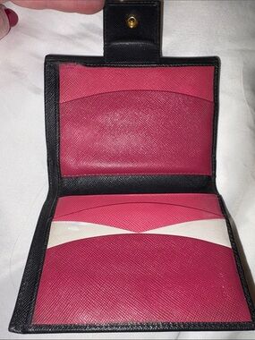 PRADA Saffiano Leather Black / Pink Wallet - small tear